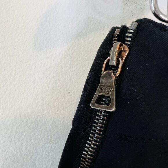 Prada Black Nylon Blend Front Seam Side Zip Dress Pants - Picture 9 of 13